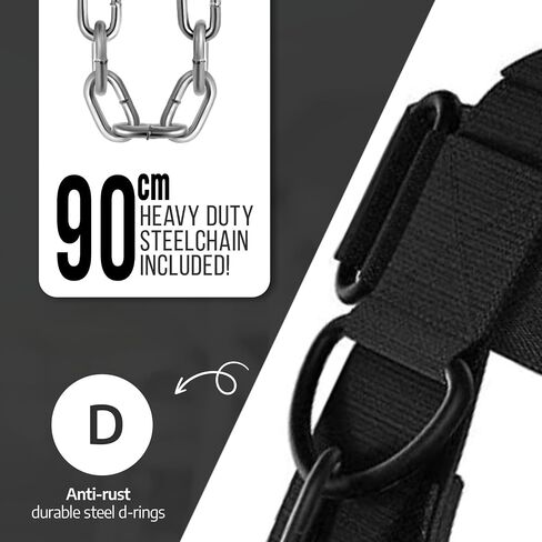Roar® Neck Harness for Weight Training with Steel Chain & Heavy-Duty D-Rings – Padded Neoprene Head Strap, 4-Way Neck Strength Trainer for MMA, Boxing, Wrestling & Gym – Adjustable, Comfortable & Durable in Kuwait
