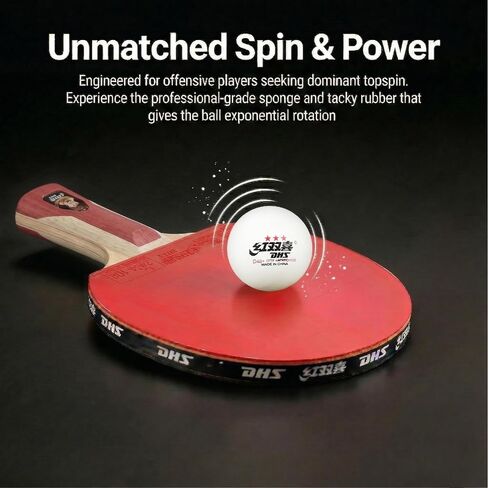 DHS Performance-Level Table Tennis Racket Professional Ping Pong Paddles with Hurricane Rubbers, Ideal for Advanced Offensive Players & Loop Control in Kuwait