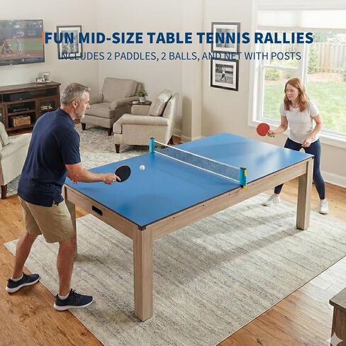 7 ft Pool Table Combo,3 in 1 Pool, Dining, & Table Tennis with Full Accessories,HDF Wood Grain Finish & Chrome Accents in Kuwait