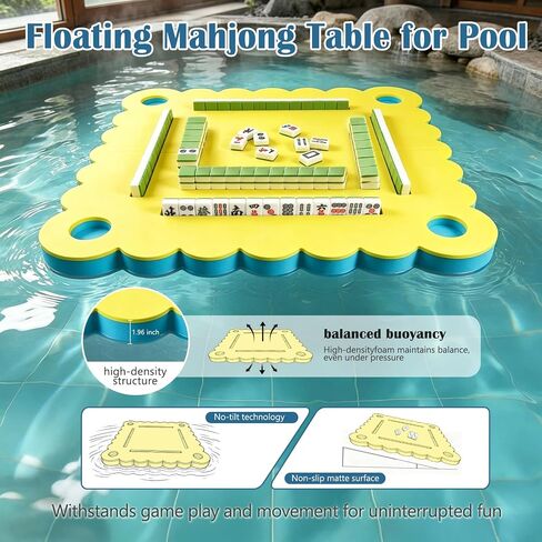 35.2" Foldable Floating Mahjong Table for Pool - Foam Board Mat for Card Games, Scrabble, Dominoes, Waterproof Pool Mahjong Float Desk for Adults Summer Swimming Pool Party Tray in Kuwait