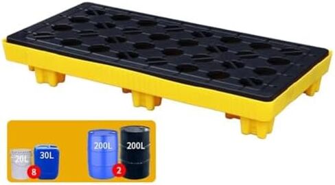 Spill Containment Pallet Tray Platform Oil Drum Drums Concrete Modular Drain Proof Tank polyethylene Profile Paint Bucket Garage Industrial,& Black Drum Containment Spill Pallet - Detachable in Kuwait