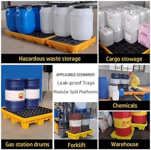 Spill Containment Pallet Tray Platform Oil Drum Drums Concrete Modular Drain Proof Tank polyethylene Profile Paint Bucket Garage Industrial,Leak-Proof Spill Containment Platform - Plastic Tr in Kuwait