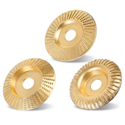 Grinding Wheel for Angle Grinder, 4" Angle Grinder Wood Carving Disc Set, 3PCS Carbon Steel Shaping Wheel for Sanding Polishing, Flat Curve and Inclined Grinding Attachment (Gold-Set B) in Kuwait