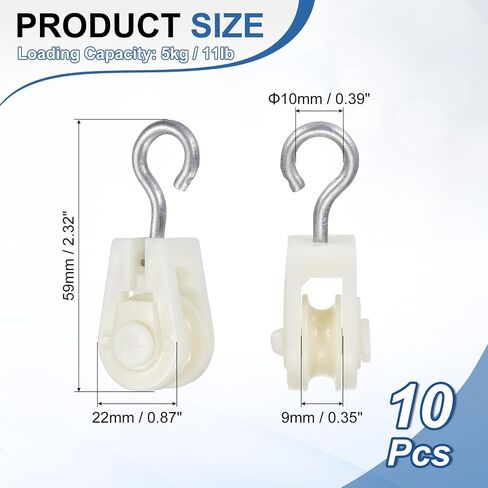 PATIKIL Mini Nylon Pulley Wheel, (0.39" ID 2.44" L) (10 Pcs), Single Sheave Lifting Rope Small Plastic Pulley, Suit for - Wire Amateur Radio Loop Antennas/Outdoor Clotheslines in Kuwait