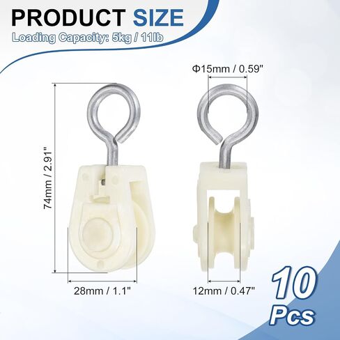 PATIKIL Mini Nylon Pulley Wheel, (0.59" ID 2.87" L) (10 Pcs), Single Sheave Lifting Rope Small Plastic Pulley, Suit for - Wire Amateur Radio Loop Antennas/Outdoor Clotheslines in Kuwait