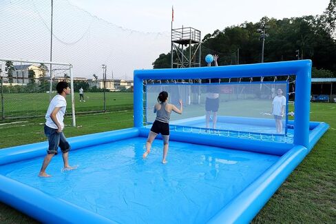 33ft Inflatable Volleyball Court Pool with Air Pump - Commercial Grade Outdoor Volleyball Net for Pool/Beach Volleyball, 33x16.5x7 FT in Kuwait