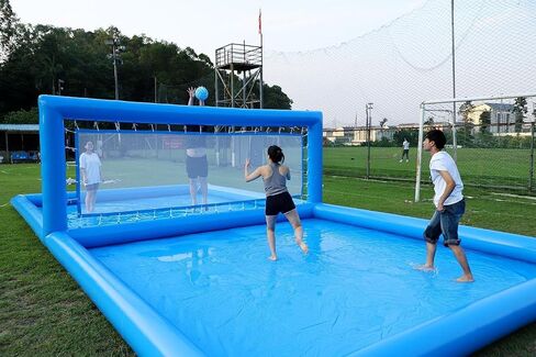 33ft Inflatable Volleyball Court Pool with Air Pump - Commercial Grade Outdoor Volleyball Net for Pool/Beach Volleyball, 33x16.5x7 FT in Saudi Arabia