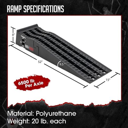 Car Service Ramps for Oil Change, 7,500 lb GAWR, 6.5" Lift, Underbody Access, Black Widow, Pair in Kuwait