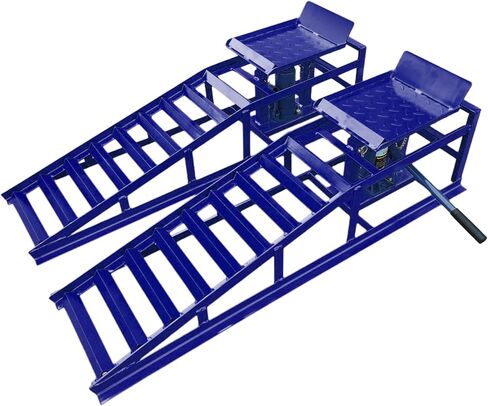 2 Pack Hydraulic Car and Truck Service Ramps,Low Profile Car Lift Service Ramps for Oil Changes,11000 Lbs (5 Tons), Adjustable Lift Height 9.8" to 16.21", Home Garage,Vehicle Auto Garage in Kuwait