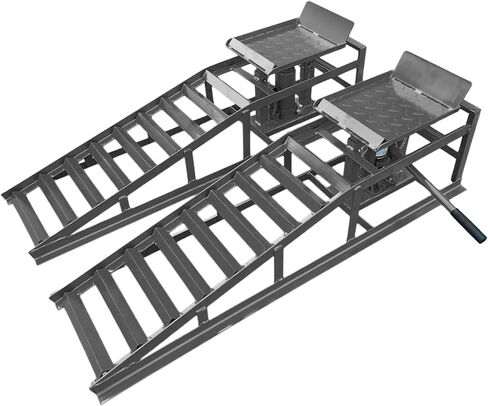 2 Pack Hydraulic Car and Truck Service Ramps,Low Profile Car Lift Service Ramps for Oil Changes,11000 Lbs (5 Tons), Adjustable Lift Height 9.8" to 16.21", Home Garage,Vehicle Auto Garage in Kuwait