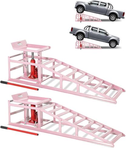 Garvee 2 Pack Hydraulic Car Ramps for Oil Changes, 5 t 11050 LBS Heavy Duty Steel Car Lift Ramp - Low Profile, High Lift 9.4 in-13.34 in, Safety Garage Ramps for Trucks & Vehicles, Bed in Kuwait