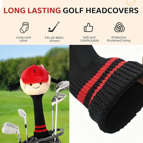 Funny Baseball Golf Driver Headcover Cartoon Golf Club Head Covers Golf Club Covers Driver Cover Fits 460cc Driver Head in Kuwait