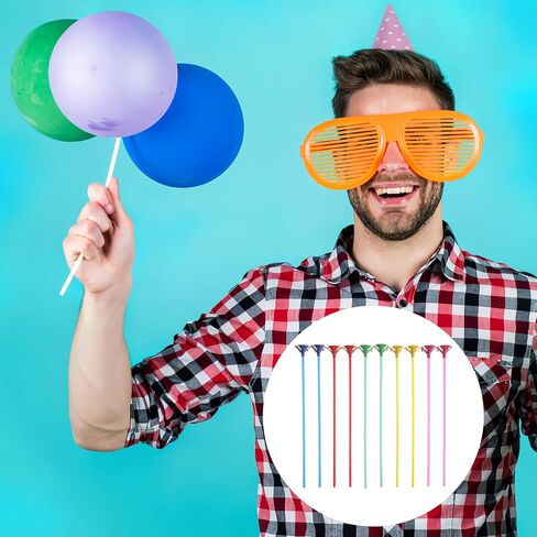 SHERCHPRY 100 Sets Balloon Rod and Support Kit with Cups 32cm Colorful Thickened Poles for Table Centerpieces Party Decorations and Event Balloon Holders in Kuwait