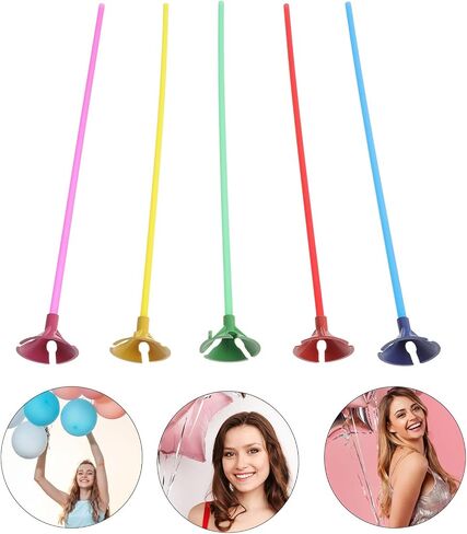 SHERCHPRY 100 Sets Balloon Rod and Support Kit with Cups 32cm Colorful Thickened Poles for Table Centerpieces Party Decorations and Event Balloon Holders in Kuwait