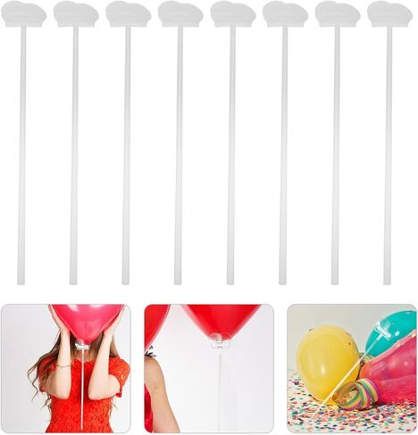jojofuny 50pcs Balloon Clip Base and Balloon Tie Tool Set with Plastic Sticks for Indoor Party Decorations Wedding Birthday Shower Holder Accessories in Kuwait