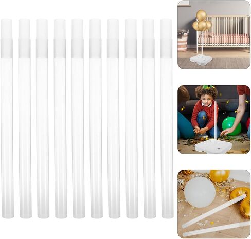 INOOMP 10pcs Balloon Stick Holder Kit with 30cm Crystal Rod and Long Connector, Balloon Stand for Party Table Centerpieces, Wedding Birthday and Christmas Decorations in Kuwait