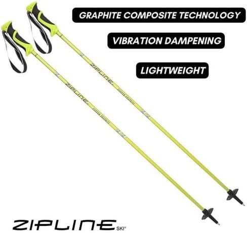 Zipline Ski Poles مركب الكربون الجرافيت - Zipline Lollipop U.S. المورد الرسمي لفريق التزلج (ليمون، 46 بوصة بوصة/117 سم) in Kuwait