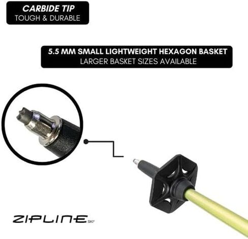 Zipline Ski Poles مركب الكربون الجرافيت - Zipline Lollipop U.S. المورد الرسمي لفريق التزلج (ليمون، 46 بوصة بوصة/117 سم) in Kuwait