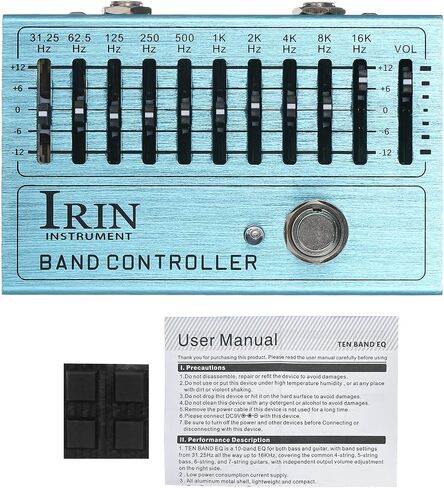 دواسة جيتار Gecheer 10 Band EQ، دواسة تأثير معادل صغير مع تجاوز حقيقي، جسم من سبائك الألومنيوم لباس الجيتار، 31.25 هرتز - 16 كيلو هرتز، حجم صغير 4.25 × 2.72 × 1.26 بوصة in Kuwait