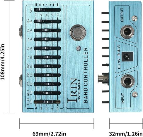 دواسة جيتار Gecheer 10 Band EQ، دواسة تأثير معادل صغير مع تجاوز حقيقي، جسم من سبائك الألومنيوم لباس الجيتار، 31.25 هرتز - 16 كيلو هرتز، حجم صغير 4.25 × 2.72 × 1.26 بوصة in Kuwait