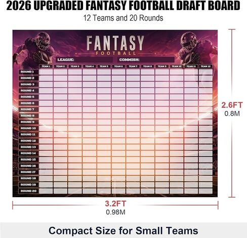 مجموعة DLY Oasis Fantasy Football Draft Board 2026-2027 - 12 فريقًا، 20 جولة، أكثر من 600 ملصق لاعب وملصقات فارغة، مبتدئون محدثون وجدول مسودة لحفلات المسودة المباشرة in Kuwait
