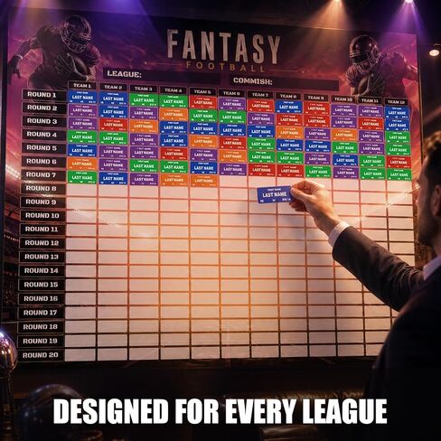 مجموعة DLY Oasis Fantasy Football Draft Board 2026-2027 - 12 فريقًا، 20 جولة، أكثر من 600 ملصق لاعب وملصقات فارغة، مبتدئون محدثون وجدول مسودة لحفلات المسودة المباشرة in Kuwait