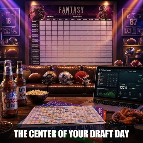 مجموعة DLY Oasis Fantasy Football Draft Board 2026-2027 - 12 فريقًا، 20 جولة، أكثر من 600 ملصق لاعب وملصقات فارغة، مبتدئون محدثون وجدول مسودة لحفلات المسودة المباشرة in Kuwait