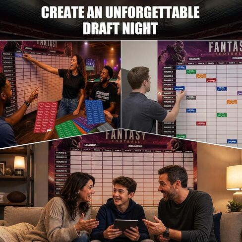 مجموعة DLY Oasis Fantasy Football Draft Board 2026-2027 - 12 فريقًا، 20 جولة، أكثر من 600 ملصق لاعب وملصقات فارغة، مبتدئون محدثون وجدول مسودة لحفلات المسودة المباشرة in Kuwait