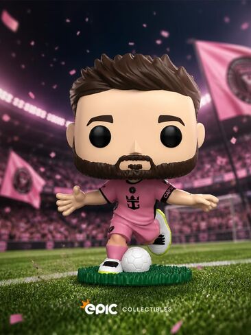Epic Collectibles Pop Soccer - Lionel Messi (Pink Uniform) Inter-Miami Vinyl Figure Bundled with Box Protector Compatible for Funko in Kuwait