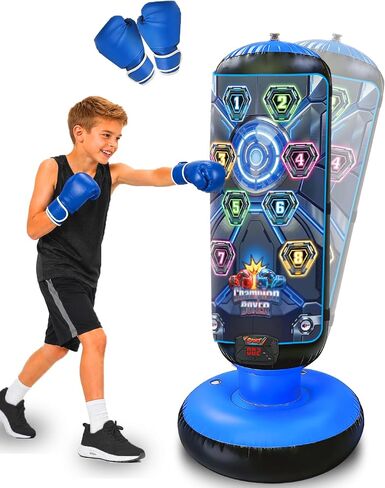 2026 New 51-Inch Punching Bag for Kids with Music,Birthday Gift for Boys | 4 Game Modes, 8 Targets,Boxing Equipment, Outdoor Toys for children Ages 4-12 in Kuwait