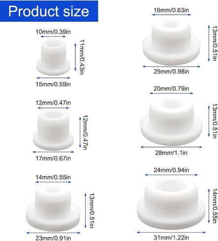 24 PCS Bathtub Jet Covers, 6 Sizes Silicone Hole Plug, White Jet Tub Plug Cover Caps Fit for 9-10 mm 12mm 14mm 16mm 18mm 22-23mm Bathtub Hole, Flexible Reusable Waterproof Tube Plugs End Covers in Kuwait