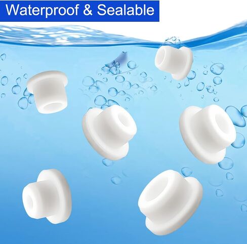 24 PCS Bathtub Jet Covers, 6 Sizes Silicone Hole Plug, White Jet Tub Plug Cover Caps Fit for 9-10 mm 12mm 14mm 16mm 18mm 22-23mm Bathtub Hole, Flexible Reusable Waterproof Tube Plugs End Covers in Kuwait