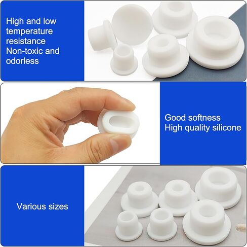 24 PCS Bathtub Jet Covers, 6 Sizes Silicone Hole Plug, White Jet Tub Plug Cover Caps Fit for 9-10 mm 12mm 14mm 16mm 18mm 22-23mm Bathtub Hole, Flexible Reusable Waterproof Tube Plugs End Covers in Kuwait