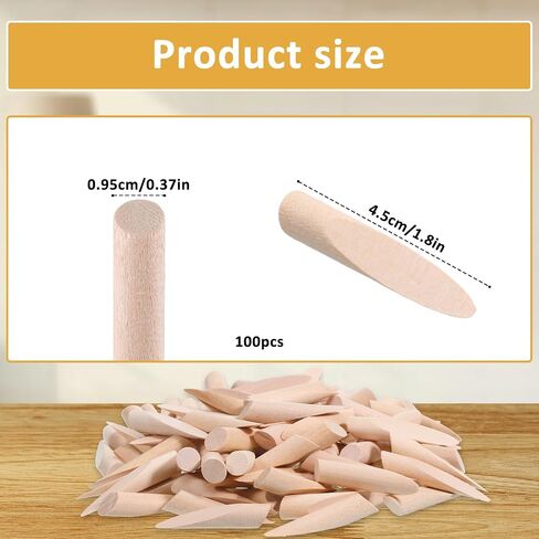100PCS Solid Wood Pocket Hole Plugs, 3/8 Inch Pine Wood Plugs Pocket Screw Jig Woodworking Tool for Pocket Hole Jig Accessories Various Woodworking Projects in Kuwait