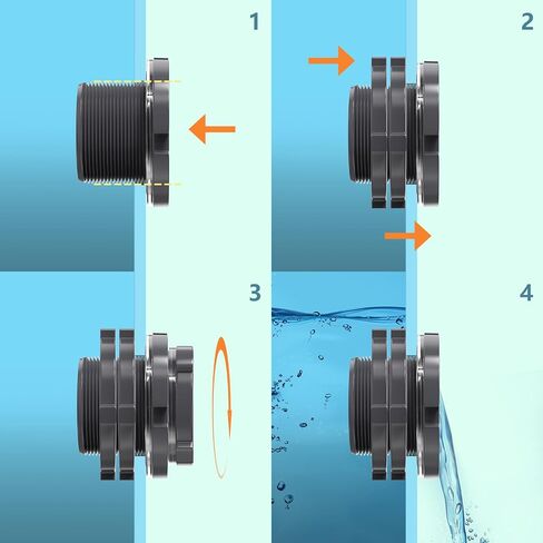 GASHER 1PC PVC 3" Bulkhead Tank Connector Adapter Fitting with Plugs & Gasket for Water Tank, Rain barrels, Aquariums, Bathtubs and Sink in Kuwait