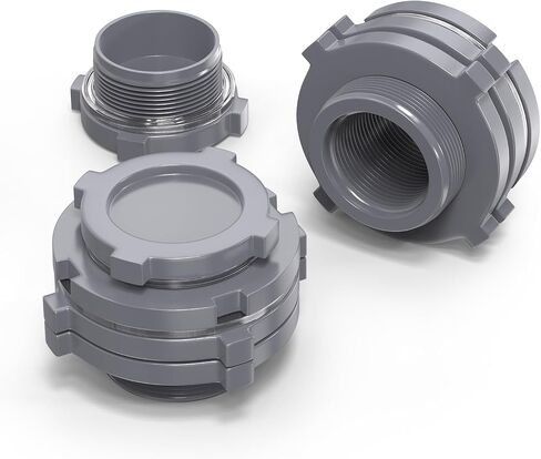 GASHER 1PC PVC 3" Bulkhead Tank Connector Adapter Fitting with Plugs & Gasket for Water Tank, Rain barrels, Aquariums, Bathtubs and Sink in Kuwait
