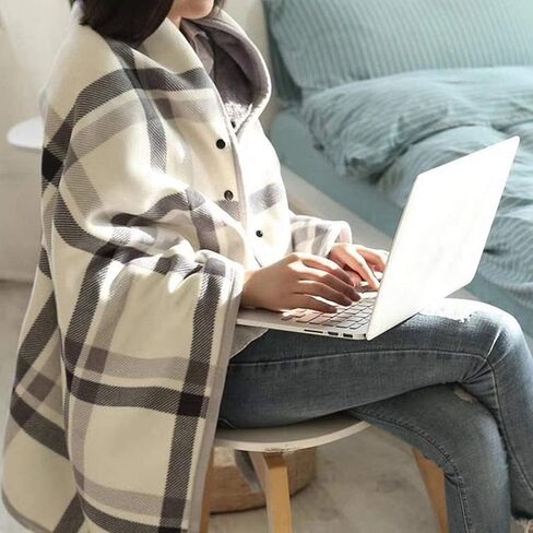 Hot Wheelchair Ponchos with Hood Sleeveless Coats for Adults Winter Wheelchair Blanket Warmer Cover Multipurpose Leisure Blanket Cape Thick Soft Flannel Portable Scarf Blanket in Kuwait
