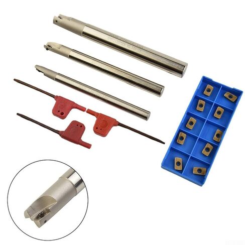 CNC Indexable End Mill Holder Set with Alloy Steel 300R C10-10 C12-12 C16-16 Toolholders and 10pcs APMT1135PDER Carbide Inserts for Metalworking in Kuwait