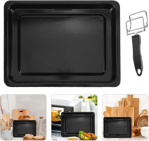 HOMSFOU Oven Tray Extractor with Heat-resistant Handle, Stainless Steel Baking Pan Gripper for Kitchen and Cooking, Rapid Heat Transfer and Easy to Clean Black Tool in Kuwait