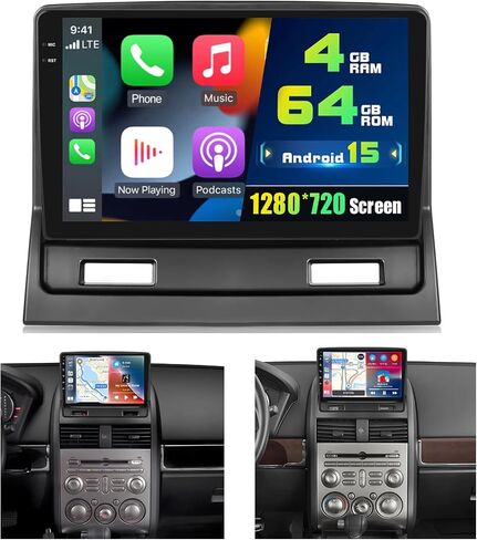 4+64G Radio for Mitsubishi Galant 2004-2012, 9'' IPS Touchscreen Stereo Android 15 Wireless Apple Carplay Android Auto 32EQ 5G WiFi 1080P Bluetooth +Free AHD Backup Camera in Saudi Arabia