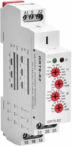 GRT8-S مرحل مؤقت دورة غير متماثل SPDT 220V 16A AC/DC12V-240V تكرار إلكتروني 1 قطعة (GRT8-S1 ACDC12V-240V) in Kuwait