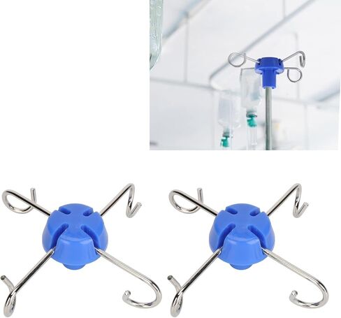 2PCS IV Pole Stand Hanging Hook, Metal Vertical Infusion Stand Hook with 4 Hangers, Drip Bag Hanger Hook Handbag Rack for Home Hospital Clinics in Kuwait