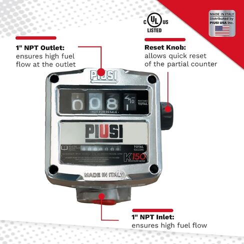 Piusi K150 Mechanical Fuel Flow Meter, 1inch NPT in-Out in Kuwait