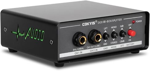 COKYIS Professional stereo DI box/distributor XLR 1/4 inch, high-impedance dual-channel DI box, unbalanced and balanced, for connecting guitars and basses DI20 in Kuwait