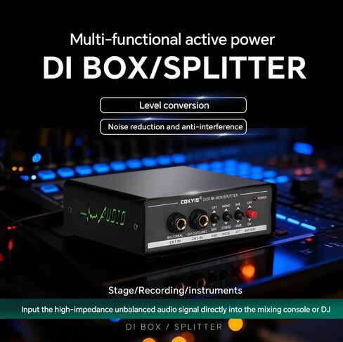 COKYIS Professional stereo DI box/distributor XLR 1/4 inch, high-impedance dual-channel DI box, unbalanced and balanced, for connecting guitars and basses DI20 in Kuwait
