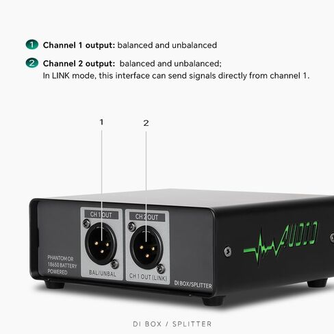 COKYIS Professional stereo DI box/distributor XLR 1/4 inch, high-impedance dual-channel DI box, unbalanced and balanced, for connecting guitars and basses DI20 in Kuwait