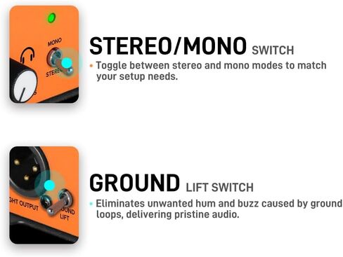 StudioMan MOB-2 Active USB Audio DI Box, 2-in-1 Direct Injection Box & USB Audio Interface with Volume Control, Mono/Stereo Switch for Guitar, Bass, Keyboard, Live Performance, Recording in Kuwait