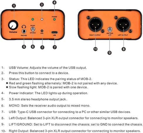 StudioMan MOB-2 Active USB Audio DI Box, 2-in-1 Direct Injection Box & USB Audio Interface with Volume Control, Mono/Stereo Switch for Guitar, Bass, Keyboard, Live Performance, Recording in Kuwait