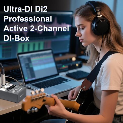Depusheng Ultra-DI Di2 Professional Active 2-Channel DI-Box/Splitter مع مخفف إدخال لتوصيل الجيتار والباس، موصل متوازن وغير متوازن، يدعم مصدر طاقة 48 فولت in Kuwait