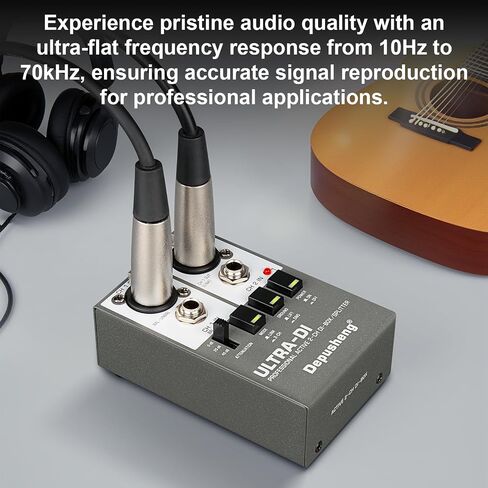 Depusheng Ultra-DI Di2 Professional Active 2-Channel DI-Box/Splitter مع مخفف إدخال لتوصيل الجيتار والباس، موصل متوازن وغير متوازن، يدعم مصدر طاقة 48 فولت in Kuwait